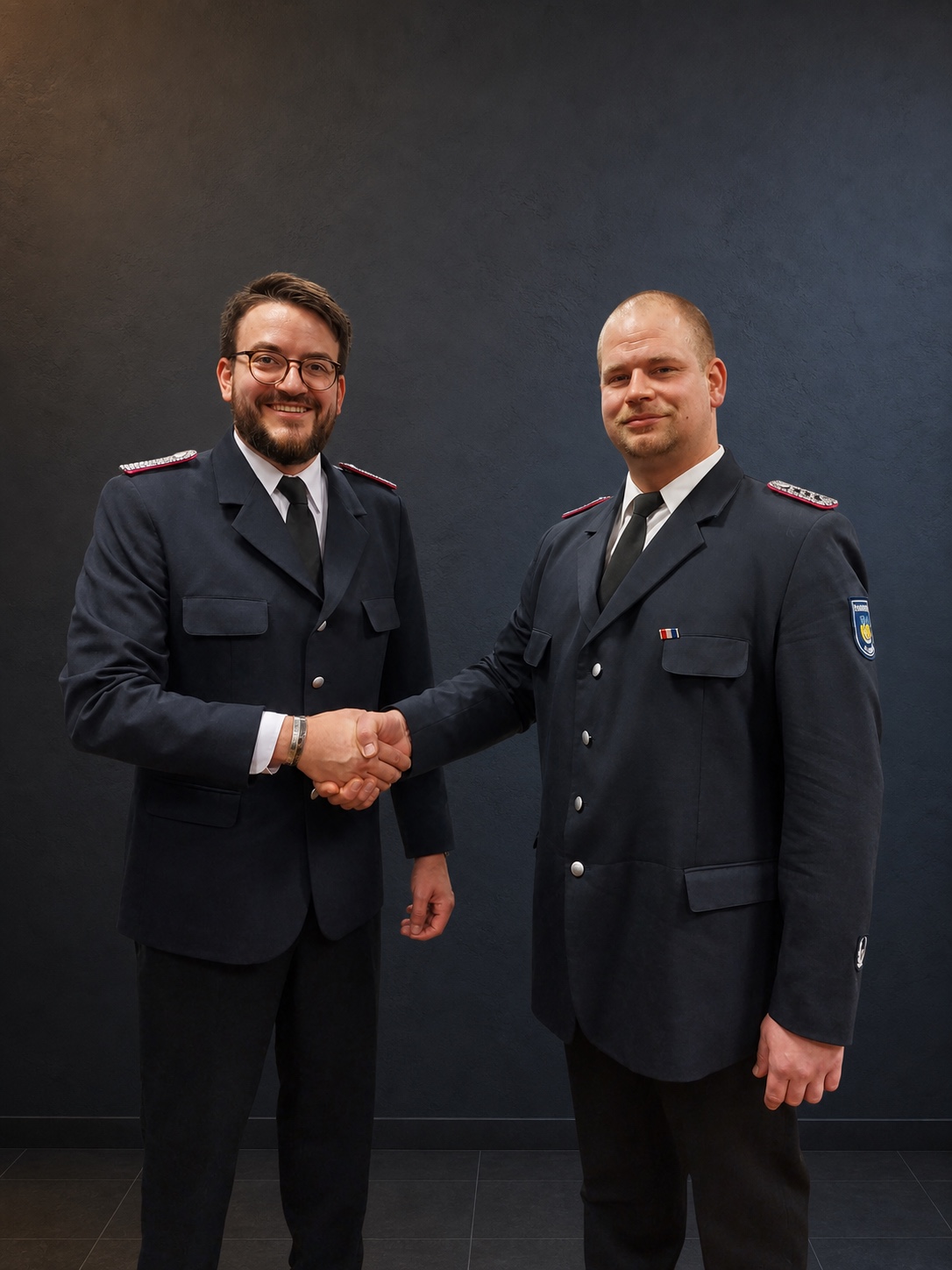 Ortswehrführer Justus Hamkens und sein Stellvertreter Marco Teßarek