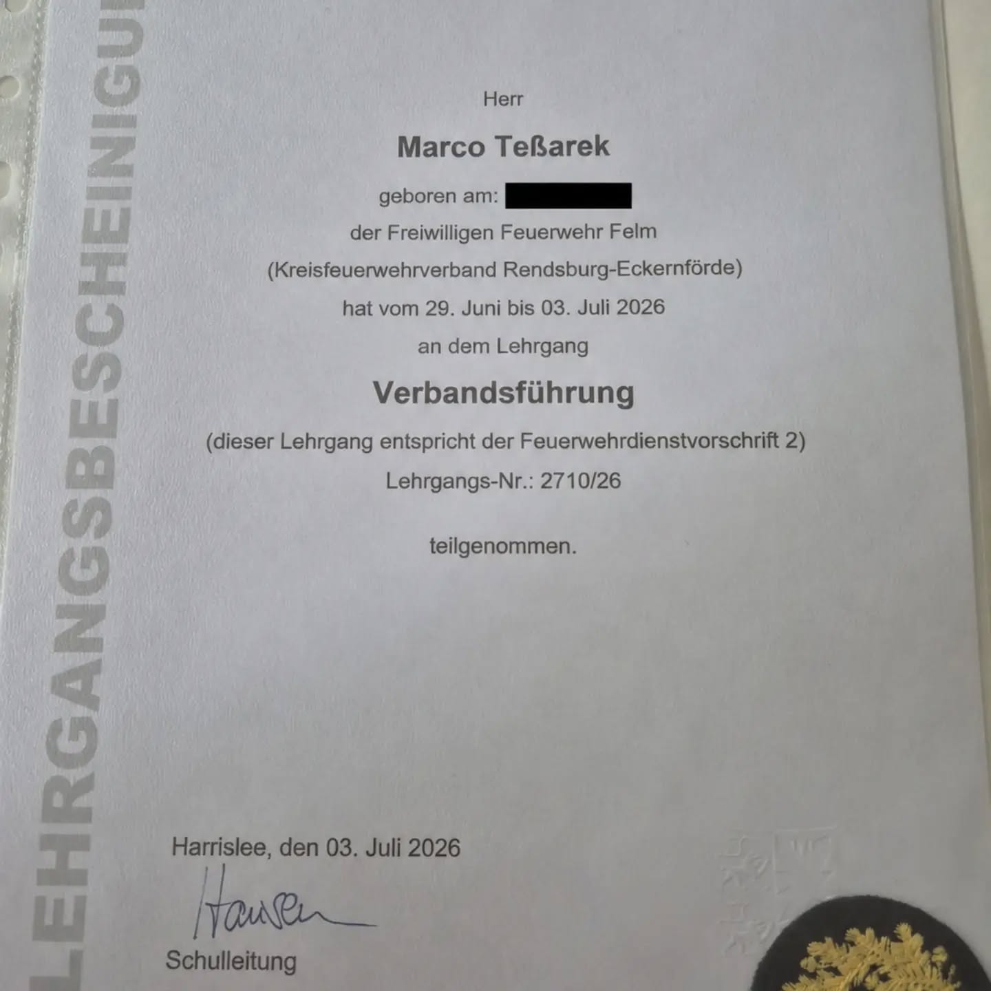 🚒 Herzlichen Glückwunsch! 🎉 Wir gratulieren Marco Teßarek herzlich zum